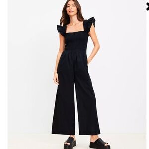 LOFT Black Ruffled Jumpsuit